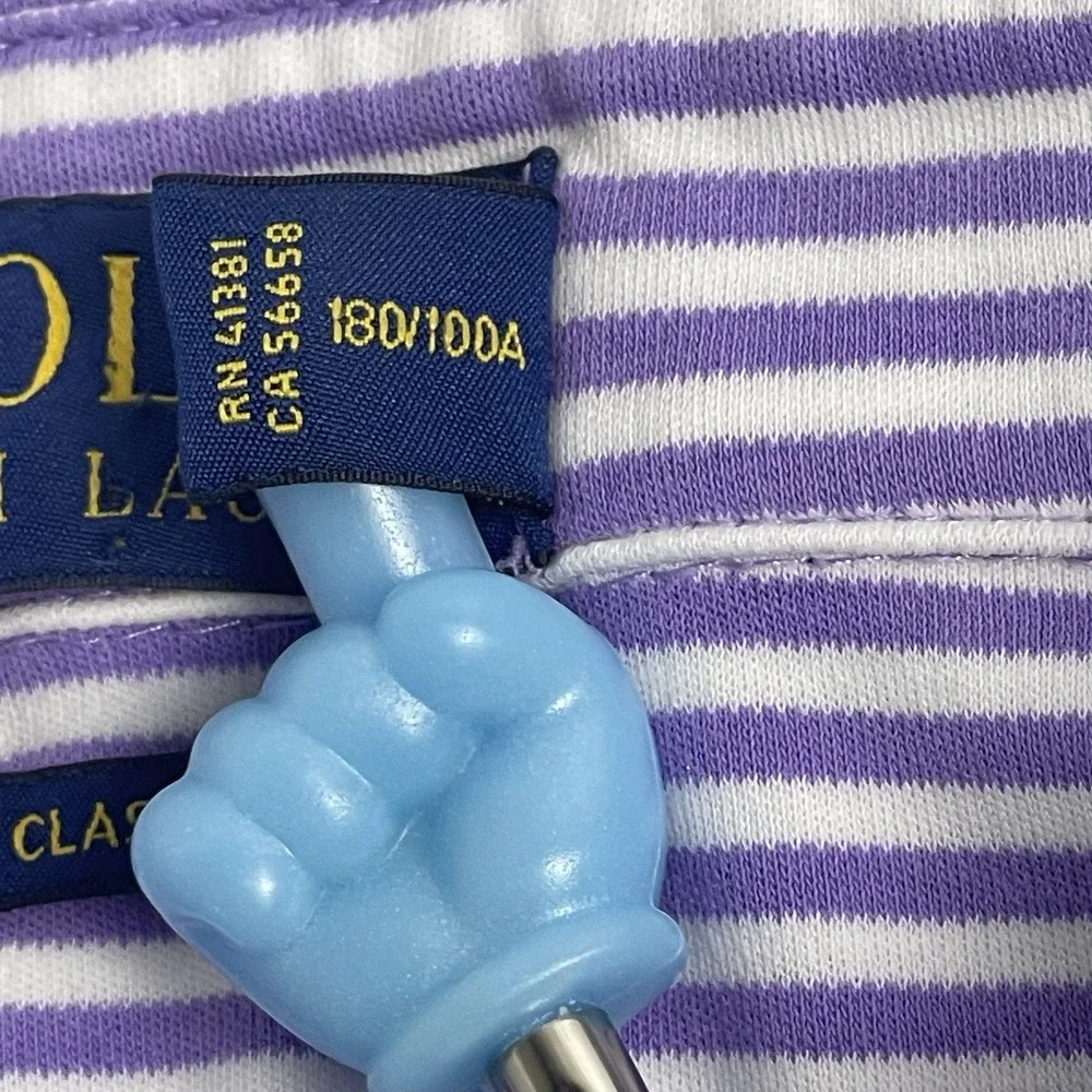 Polo Ralph Lauren Classic Fit Men's Large Purple White Stripe Flesh Pony